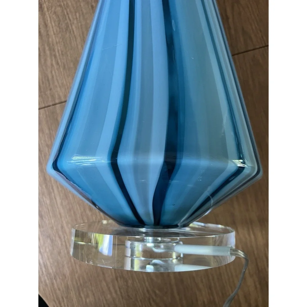 Set Of 2 Uttermost Pescara Teal-Gray Art Glass Table Lamps Teal